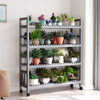 Mobiler Rollbarer Pflanzenständer mit Rädern, Innen- und Außen-Pflanzenregal, Topfregal für Balkon, Terrasse, Garten, Wohnzimmer