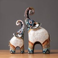 2pcs/set Elephant Home Decorative Statue Modern Decoration Home Sculpture Resin Figure Figurines Living Room Crafts Ornamentsure