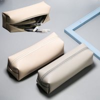 Pu Leather Large Capacity Pencil Bag Korean Stationery Holder Pen Case Storage Box Zipper Pencil Pouch Student School Supplies