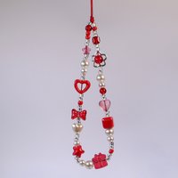 1 Pc Large Red Love Bow Mobile Phone Chain Niche Instagram Style CCD Camera Mobile Phone Hanging Rope