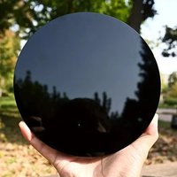 Natural High Quality Black Obsidian Mirror Scrying Mirror Crystals Healing Stone Witchcraft Mirror Crystal Decor With Shelf