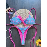 RUOTONGSEPT Sexy Grid Flamingo Print Swimsuit Woman 2026 New Two-Piece swimwear Push up Thongs Bikinis Set Bathing Suit Biquini