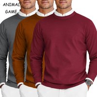 Nouveaux hommes col rond pull chandails à manches longues léger tricot chandails en plein air couleur unie robe surdimensionnée Streetwear homme