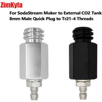 8mm Schnellkupplungsadapter für Sodastream Tr21-4 Gewinde, Verbindet Sodamaschine mit Externem CO2-Tank, Schwarz und Silber