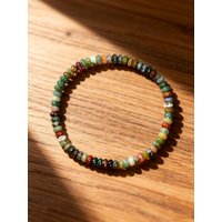 Moss Agate Bracelet 4x2mm Indian Agate Abacus Bead Natural Stone Bracelet for Vigour & Protection & Balance Jewelry Women Gift