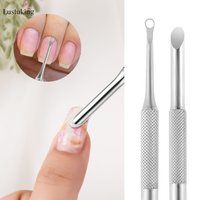 Double Ended Stainless Steel Cuticle Pusher Round Thin Loop Cuticle Remover Dead Skin Lifter Sanding Polishing Manicure Sticks