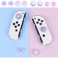 4pcs Cute Glitter Cat Thumb Stick Grip Cap Joystick Soft Protective Case for Switch OLED Joy-con Controller NS LITE Button Cover