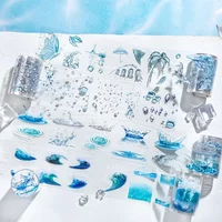 1Roll PET Tape Shape Series PET Wave Ripple Transparent Decoration Water Adhesives Handbook Supplies Scrapbook 60mm*2m