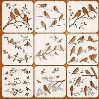 9 Reusable Bird & Branch Stencils, Versatile Nature Templates for Crafts, Fabrics, Walls, Furniture and Home Decor