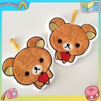 New Cute Rilakkuma Bear Hanging Hand Towel Thickened Coral Fleece Super Absorbent Cartoon Wipe Towel For Kitchen Bathroom