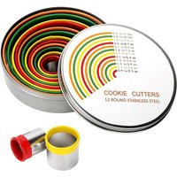 12pcs Round Cookie Biscuit Cutter Set Pastry Cutters for Donut Dough Clay Stainless Steel Circle Cutter Cake Ring Molds