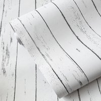 3D White Wood Grain Self-Adhesive Wallpaper Retro Industrial Style, Easy DIY Installation, Thickened & Durable PVC Wall Sticker