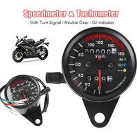 Backlight Indicator Odometer Gauge for Cafe Racer Motorbike with LED Signal Light Motorcycle Speedometer 12V Universal