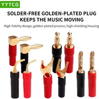 YYTCG 4pcs 4mm Banana plugs Y plug Pin plug Gold plated Speaker Connector Adapter No welding DIY Audio wire Connector
