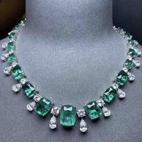 Foydjew Luxury Designer Jewelry Inlay High Quality Emerald Choker Necklaces Silver Color Bridal Dress Wedding Women Accessories