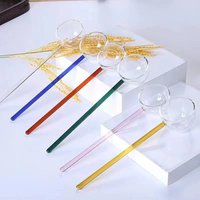 Stained Glass Colorful Home Kitchen High Temperature Resistant Stirring Spoons Coffee Scoops Long Handle Glass Spoon