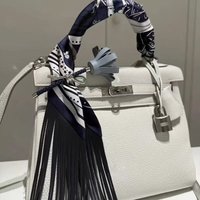 Fashion Tassel Europe Spring New Cashew Nut Women's Decorative Small Silk Scarf Hair Band Binding Bag Handle Ribbon Small Scarf