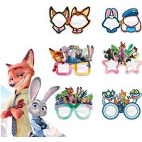 Zootopia 2 Party Theme Decoration Cartoon Take Photos Paper Glasses Photo Cosplay Props Happy Birthday Party Supplies