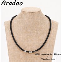 Silicone Titanium Steel Anion Pendant Necklace Hematite Magnetic Therapy Collar