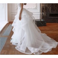 New Women Wedding Detachable Skirt Removable Train White Ivory Tiered Tulle For Dresses Bridal Accessories Custom Made