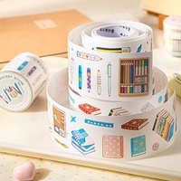 Watercolor Style Campus Stationery Washi Tape, Multi-Pattern Cartoon School Supplies for Themed Scrapbooking & Decoration