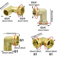Brass 3/4" 1" Male Female Thread Connector Elbow Repair 90 degrees Water type Plumbing Brass Fitting Metal Coupler