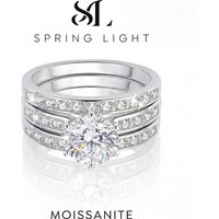2CT Certified Moissanite Diamond Ring Set For Women Gift Real 925 Sterling Silver Hot Sale Wedding Fine Jewelry