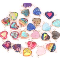 Natural Heart Colorful Sea Sediment Stone Pendants Charms For Jewelry Making Diy Crafts Necklace Handmade Accessories 15*23mm