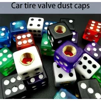 4pcs/set Plastic Wheel Stem Tire Valve Dust Cap Car Tire Valve Dust Cap Gold Dice Tire Tire Valve Cover Bicycle Auto Parts