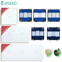 BSEED 1/2/3Gang Wall Touch Switch 1/2/3Way Function Base Stair Switches Spare Parts Sensor Glass Panel DIY Free Combination