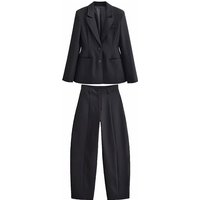 Women's New Self-cultivation Single-breasted Long Sleeve Suit Jacket And Simple High Waist Pants Fashionable Elegant 2-piece set