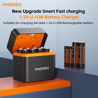 Ładowarka do akumulatorów litowych POHMAX 1.5V AA/AAA, 8 gniazd, szybkie ładowanie, do akumulatorów 1.5V z kablem szybkiego ładowania