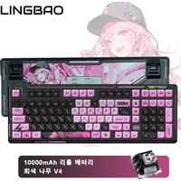 LINGBAO K98 Korean Mechanical Keyboard Tri-Mode Wireless Gasket Structure Hot Swap Anime Keycap Gaming Keyboard 10000 mAh