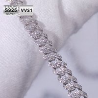 ESKEEM 6mm Pass Diamond Test Moissanite Cuban Link Chain 925 Sterling Silver VVS Diamond Iced Out Women Single Rows Necklace