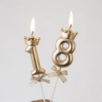1pc Gold Silver Champagne Gold Digital Candles Princess Birthday Cake Decoration Party Crown bow Candles Baby Shower