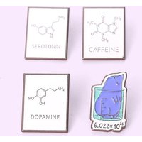 Chemical equation black and white letter baking paint alloy letter Enamel Pins Brooches Lapel Badges Gift for Kids & Friends