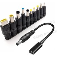 65W Type C PD Laptop Charger Adapter Connector Plug USB C to Dc Power Jack Charging Cable Cord for Lenovo Asus Hp Laptops