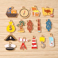 Tusember 10pcs Cute Anchor Cruise Ship Sailboat Map Pirate Treasure Charms for DIY Earrings Necklace Jewelry Making Pendants