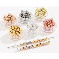 925 Sterling Silver Plated 2mm-10mm Round Beads Spacer Beads Smooth Loose Ball Beads for DIY Bracelet Jewelry Making Craft