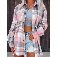 Lightweight Flannel Plaid Shirt for Women Casual Beach Cover Up Daily Wear