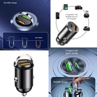 Mini Pull Ring Car Charger 100W Fast Charging Phone Convenient Charger Adapter for IPhone Huawei Xiaomi Samsung
