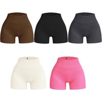 Seamless threaded shorts, women's summer outdoor stretch yoga three-inch pants, high-waisted and hip-lifting tight sports pants