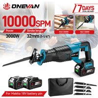 Scie sauteuse électrique sans fil ONEVAN 10000SPM, coupe-tubes métalliques, outil multifonctionnel compatible avec batterie Makita 18V