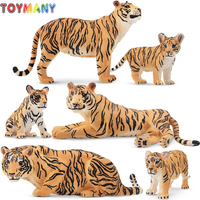 6Pcs Simulation Tiger Family Wildlife Animals Model Toy Mini Tigers Figures Dolls Action Figurines Toys for Children Set Gift