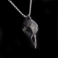 Nordic Crow Skull Pendant Necklace, Retro Animal Jewelry for Men, Lucky Amulet Gift, Viking Style