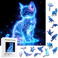 Purr-fect Cat Wooden Puzzle Gift Box: Unlock Irregular Animal Shapes – Stress-Free Brain Challenge for Adults & Family Fun | Chr