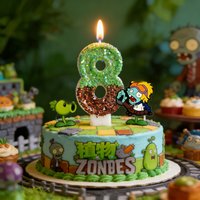 New Plant Vs. Zombie Theme Candle Number 0-9 Soccer Candle Cake Decoration Birthday Party for Kids Baby Shower Supplies