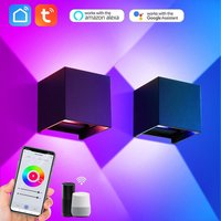 Tuya Smart Indoor/Outdoor Cube Wall Lamp Adjust Angle Up and Down Ligh RGBCW 2700-6500K Work With Alexa Google
