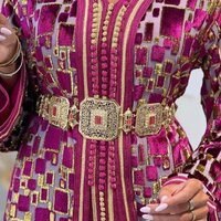 Elegant Ethnic Bridal Robe Belt Tassel Waist Rope Hollowed Arabic Patterncolorful Rhinestones Middle Eastern Wedding Decoration