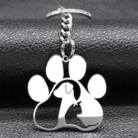 Cute Dog Cat Paw Keychain for Women Men Stainless Steel Animal Footprints Keyring Bag Charm Accessories Jewelry llaveros K8006S1
